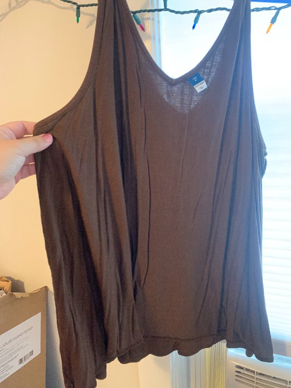 Old Navy Luxe Swing Tank Top Womens Size XL V-Neck Brown Espresso Sleeveless